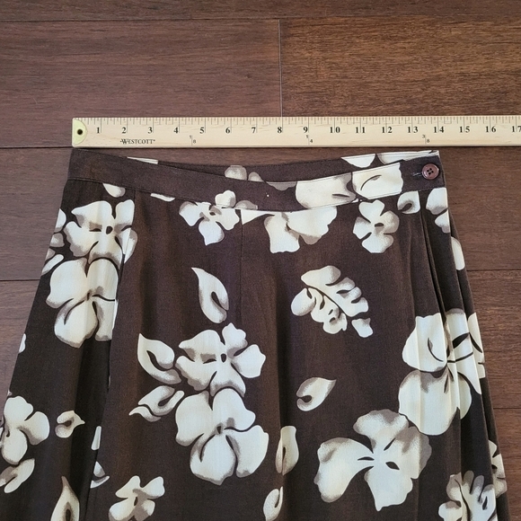 Vintage Sassco Brown Floral A-Line Knee Length Wrap Skirt Women's 10- 28" Waist - Picture 8 of 10